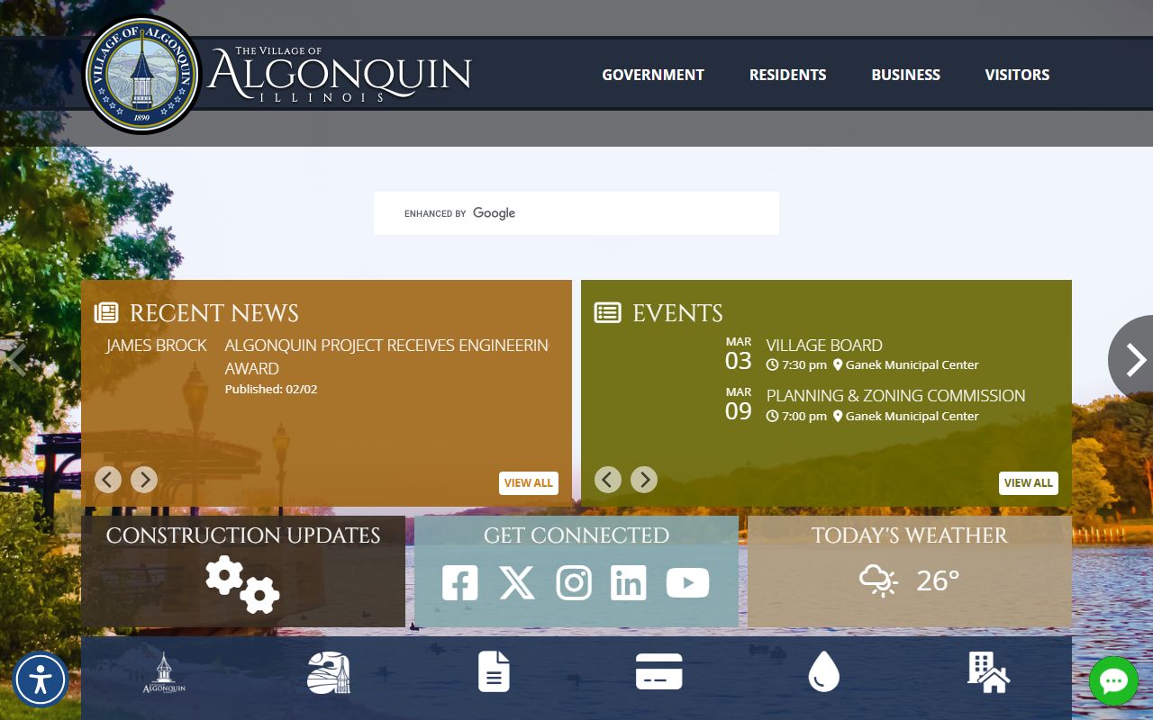 Algonquin White Pages village government homepage