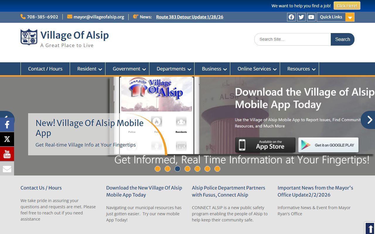 Alsip White Pages village government homepage