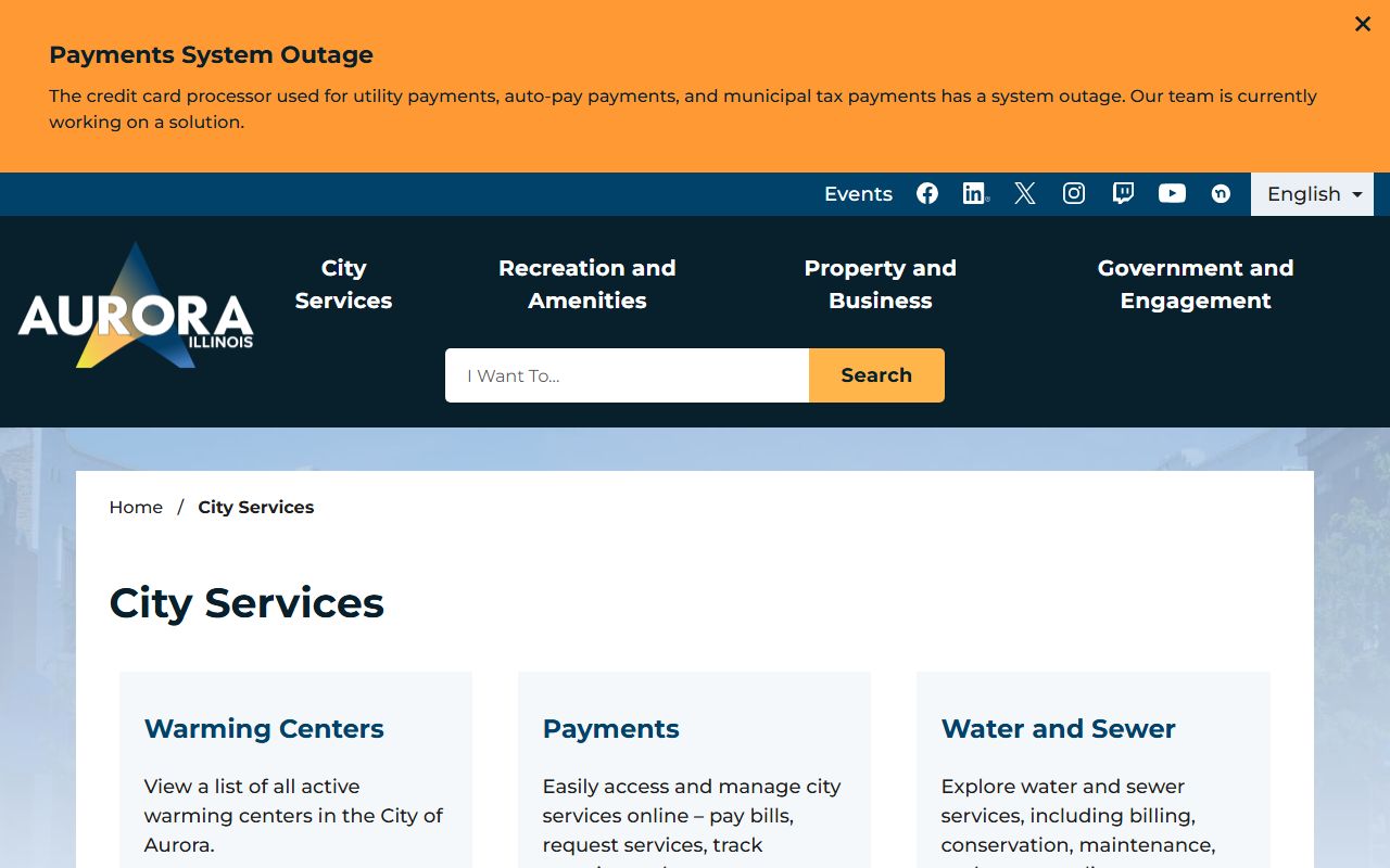 Aurora White Pages city services portal for residents
