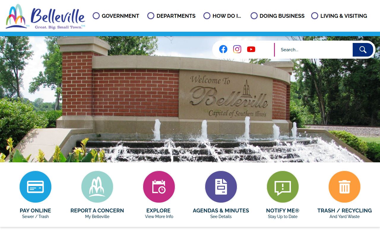 Belleville White Pages city homepage showing government services and contacts