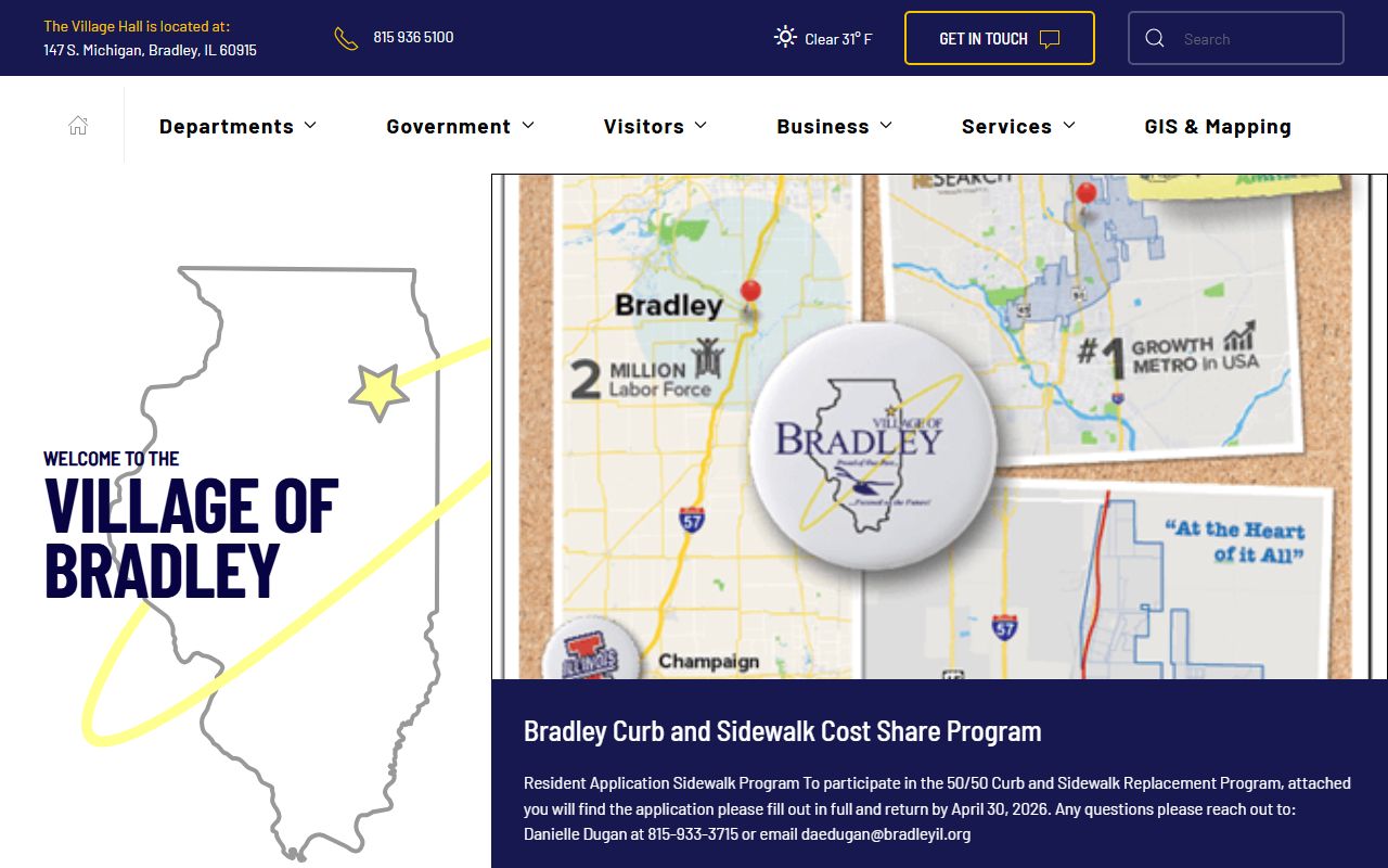 Bradley White Pages village government homepage