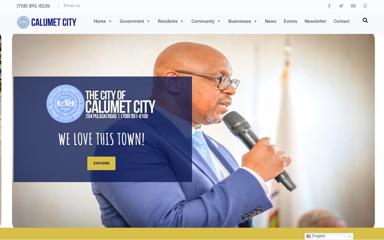 Calumet City White Pages city homepage showing government services