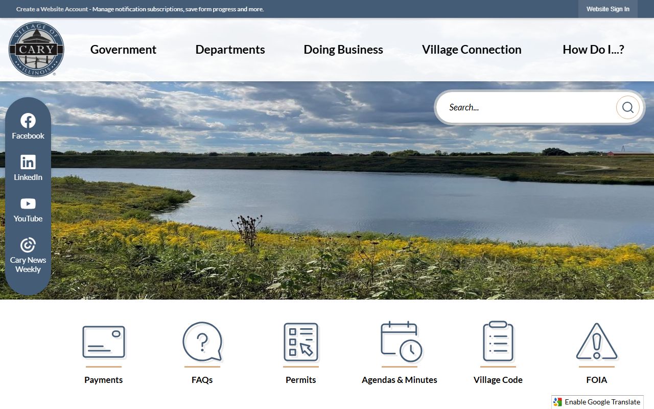 Cary White Pages village government homepage