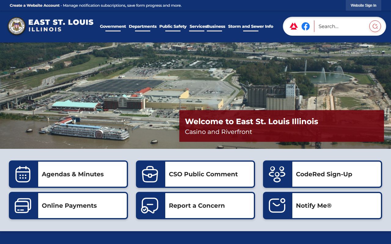 East St. Louis White Pages city website showing government contacts