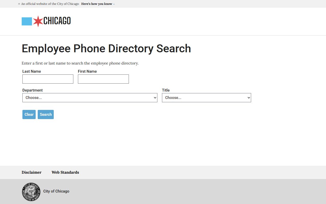 Chicago White Pages employee directory search tool for finding city workers