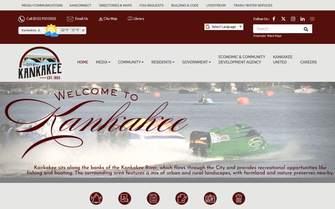 Kankakee White Pages city homepage showing local government services