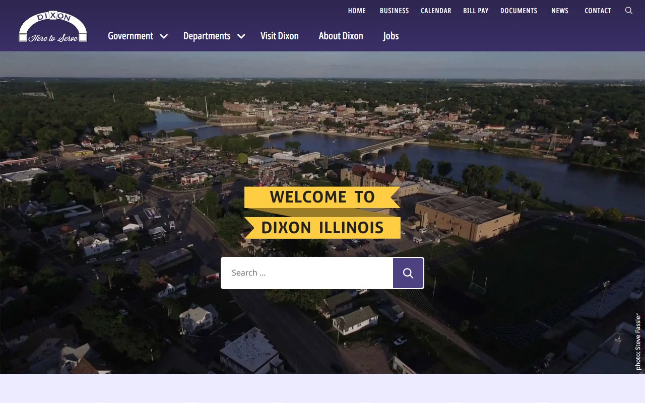 Dixon White Pages city homepage showing local government services and contact info