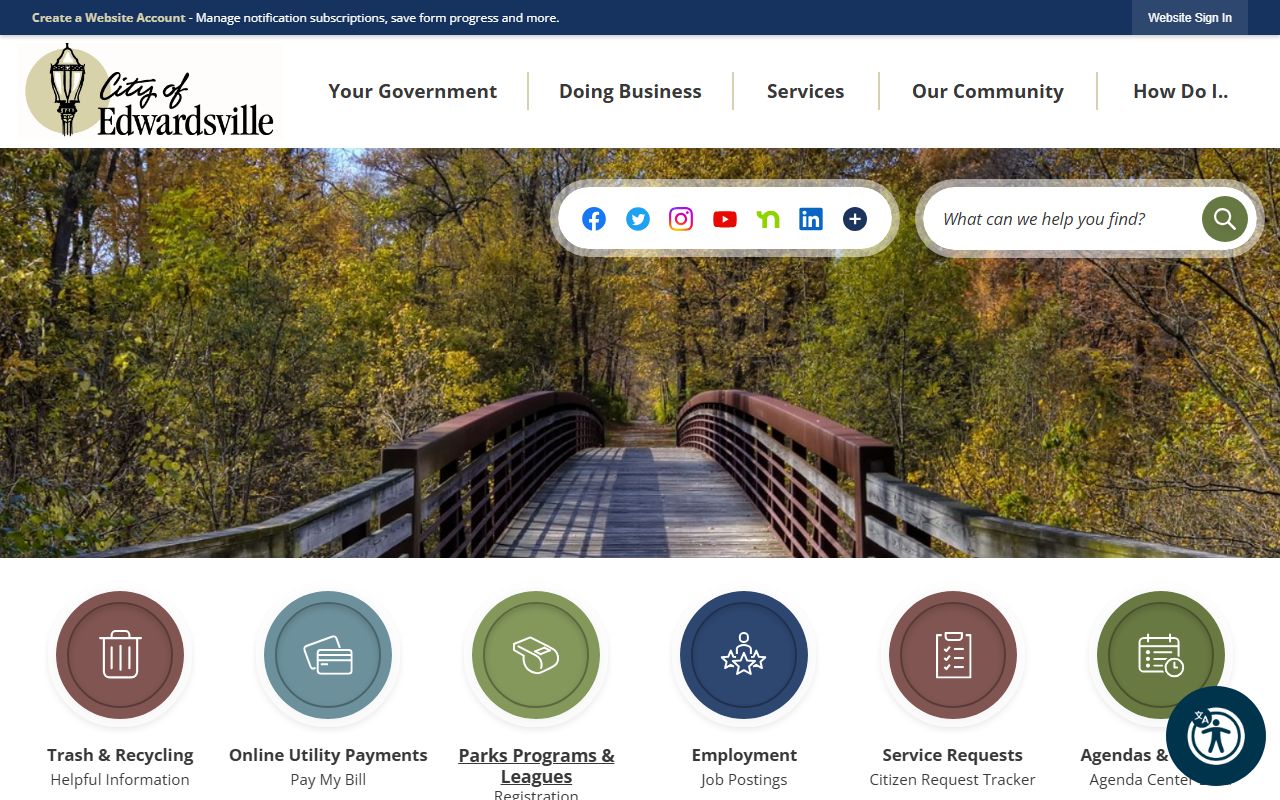Edwardsville White Pages city homepage showing local services and contacts