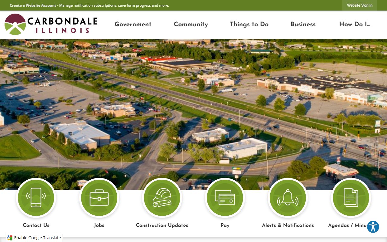 Carbondale White Pages city government homepage