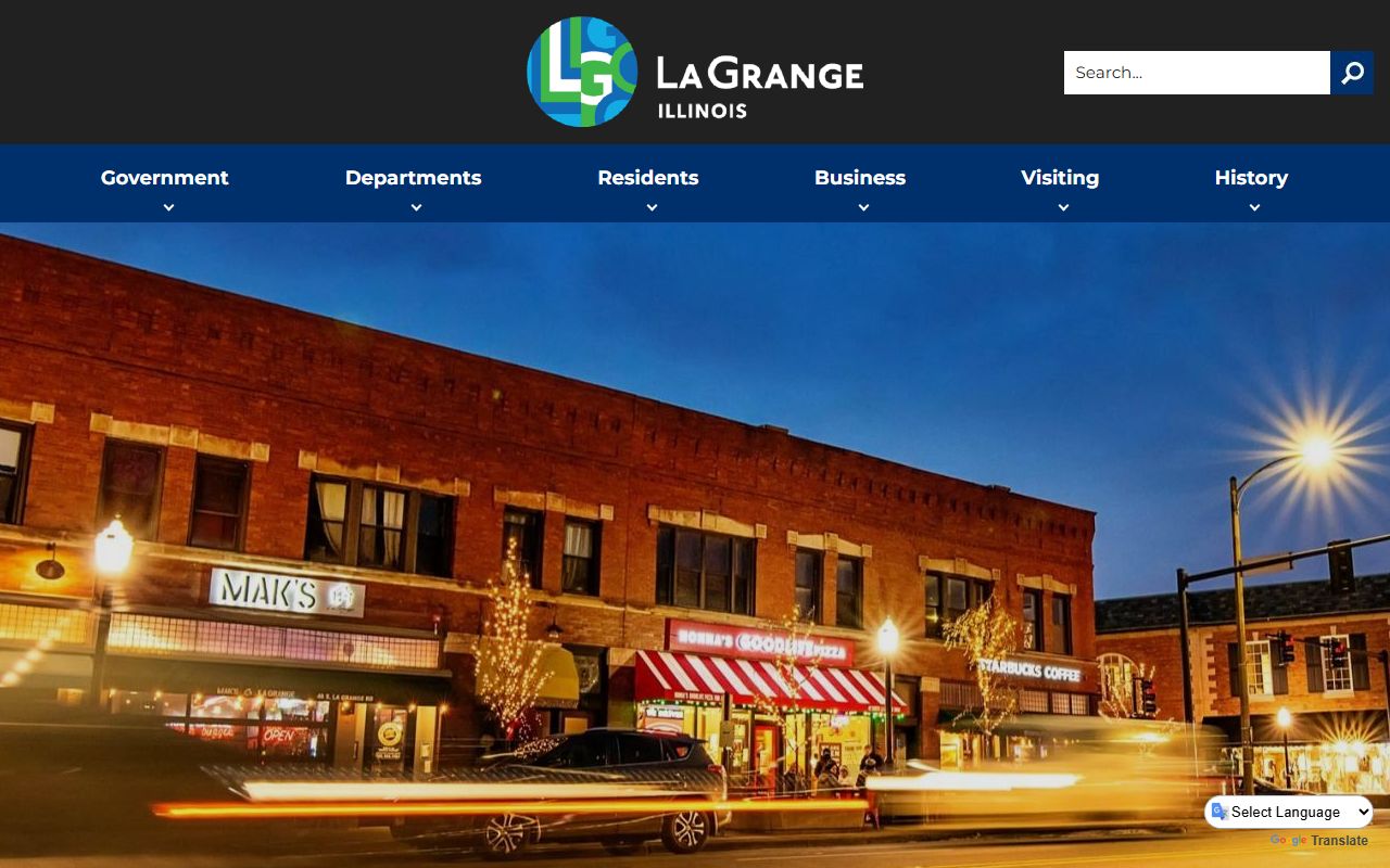 La Grange White Pages village homepage showing local government services