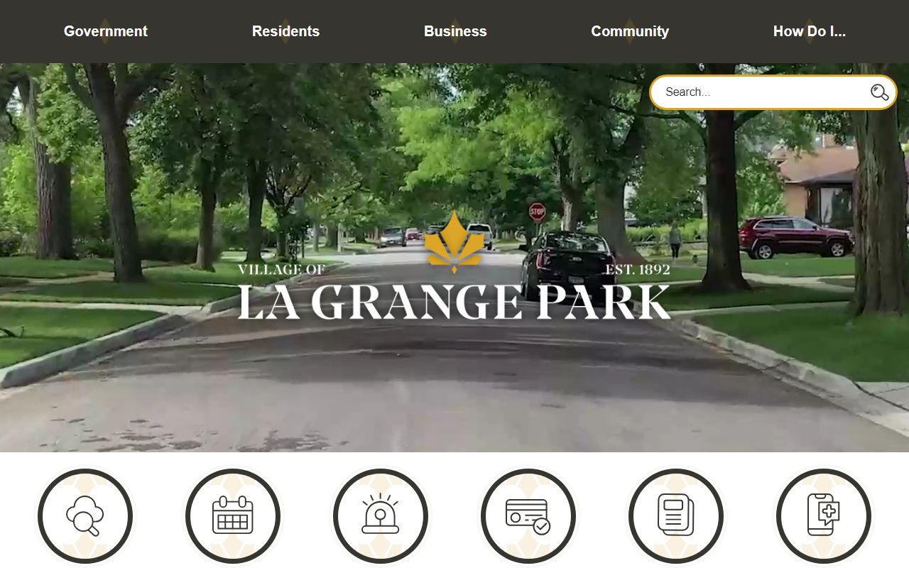 La Grange Park White Pages village homepage showing local government services