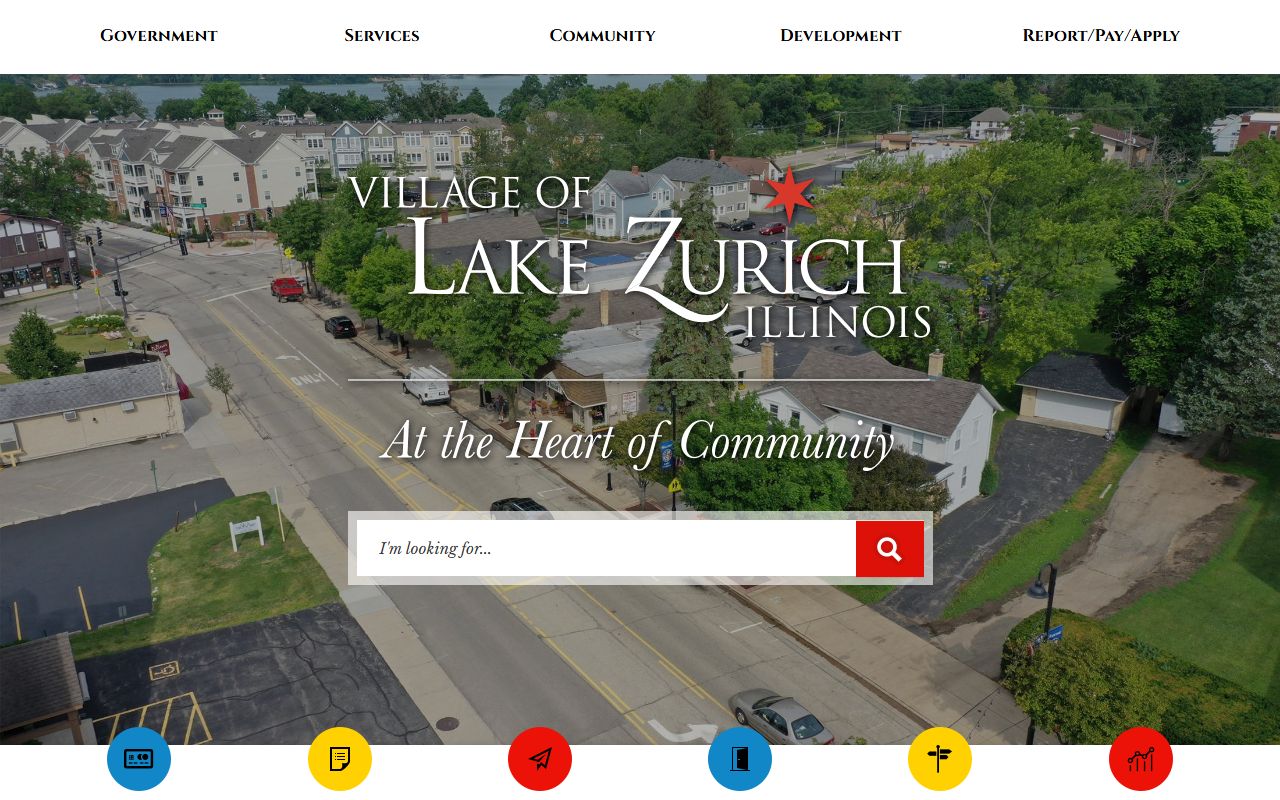 Lake Zurich White Pages village homepage showing local government services