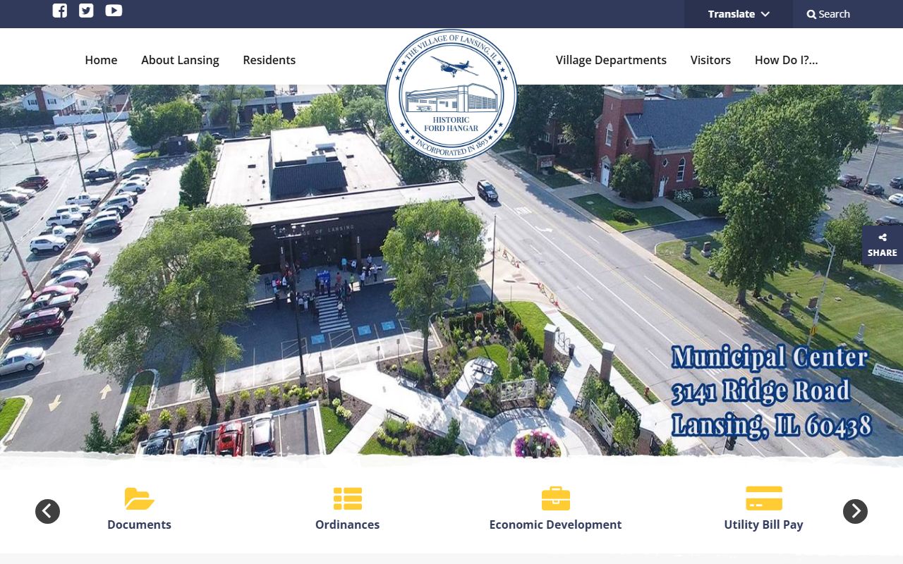 Lansing White Pages village homepage showing local government services