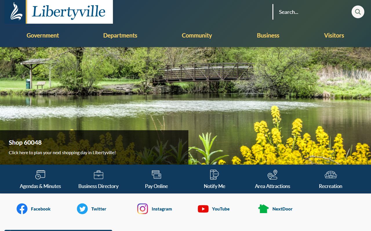 Libertyville White Pages village homepage showing local government services