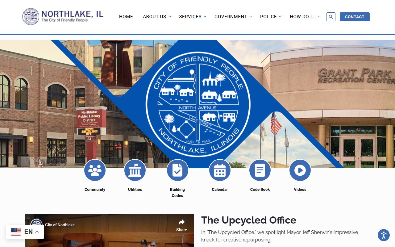 Northlake White Pages city homepage showing local government services
