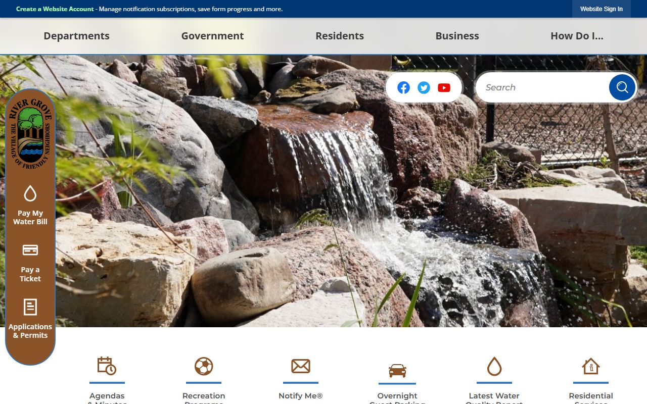 River Grove White Pages village homepage showing local government services