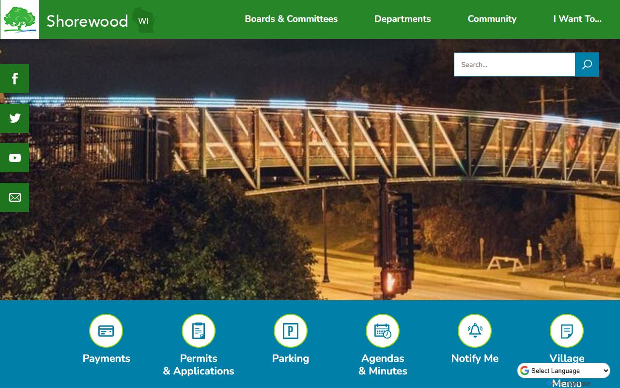 Shorewood White Pages village homepage showing local government services