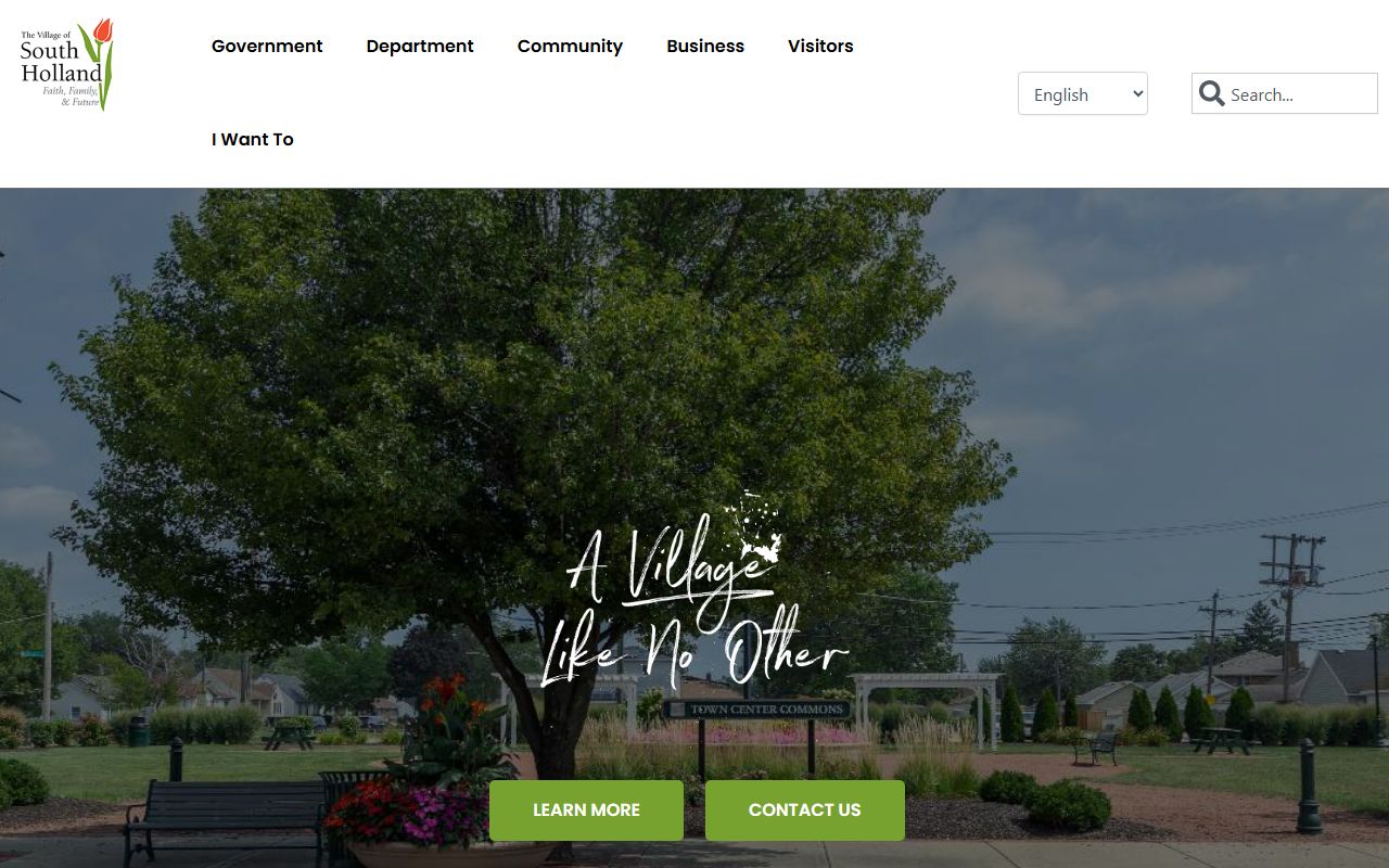 South Holland White Pages village homepage showing local government services