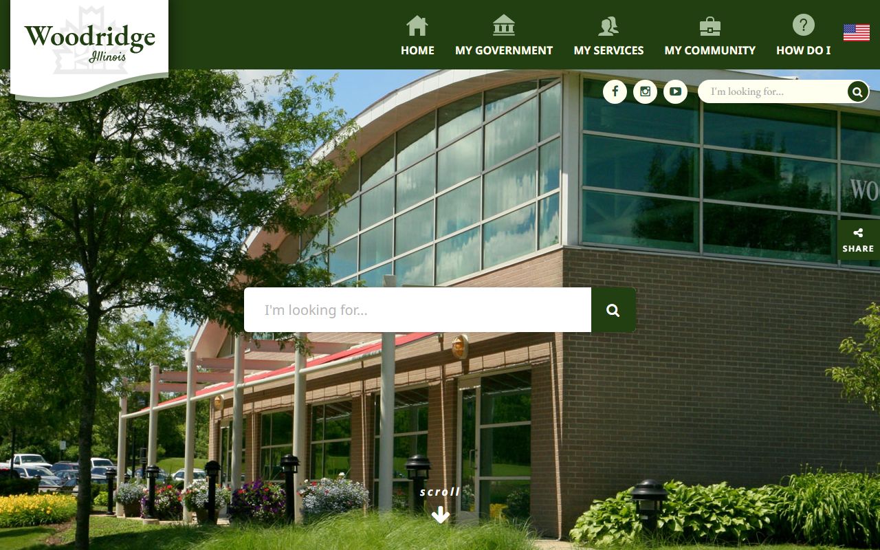 Woodridge White Pages village homepage showing local government services
