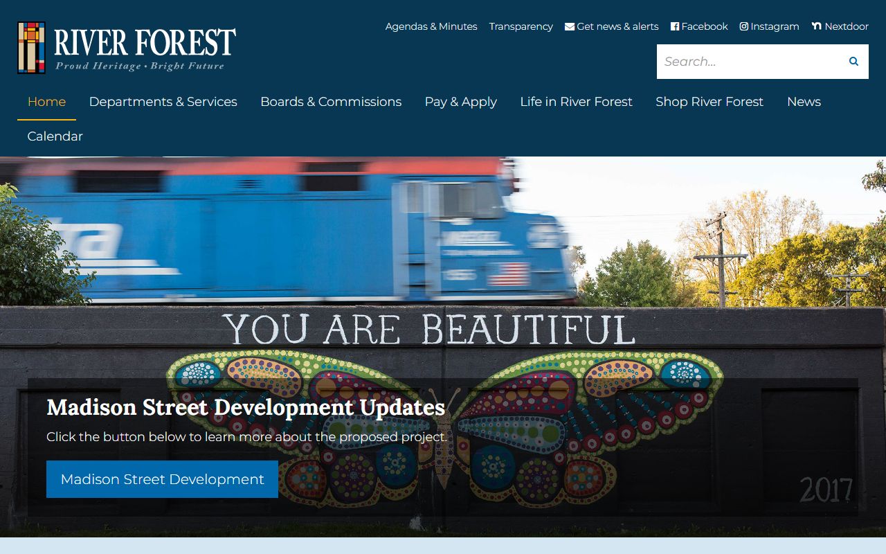 River Forest White Pages village homepage showing government services and contact information