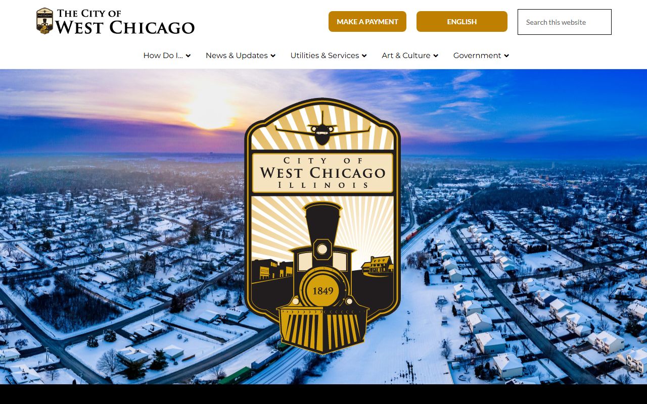 West Chicago White Pages city homepage showing local government services