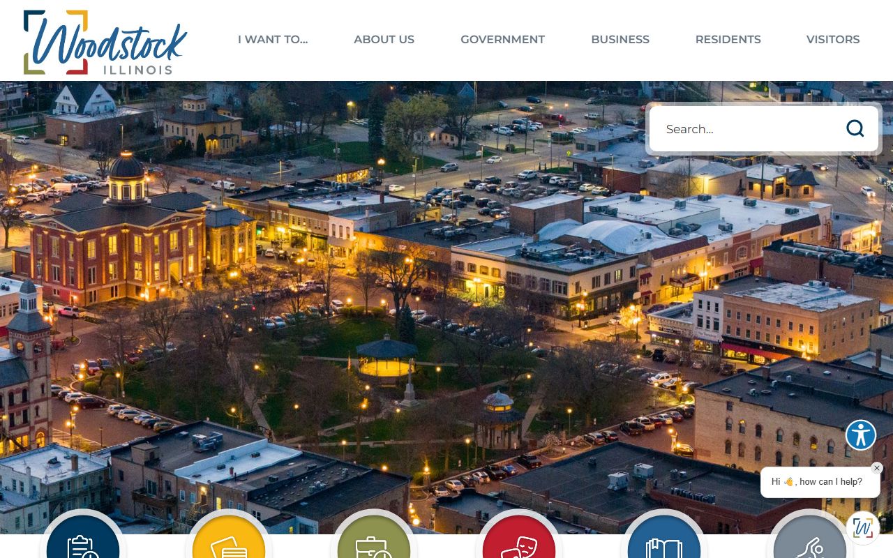 Woodstock White Pages city homepage showing local government services