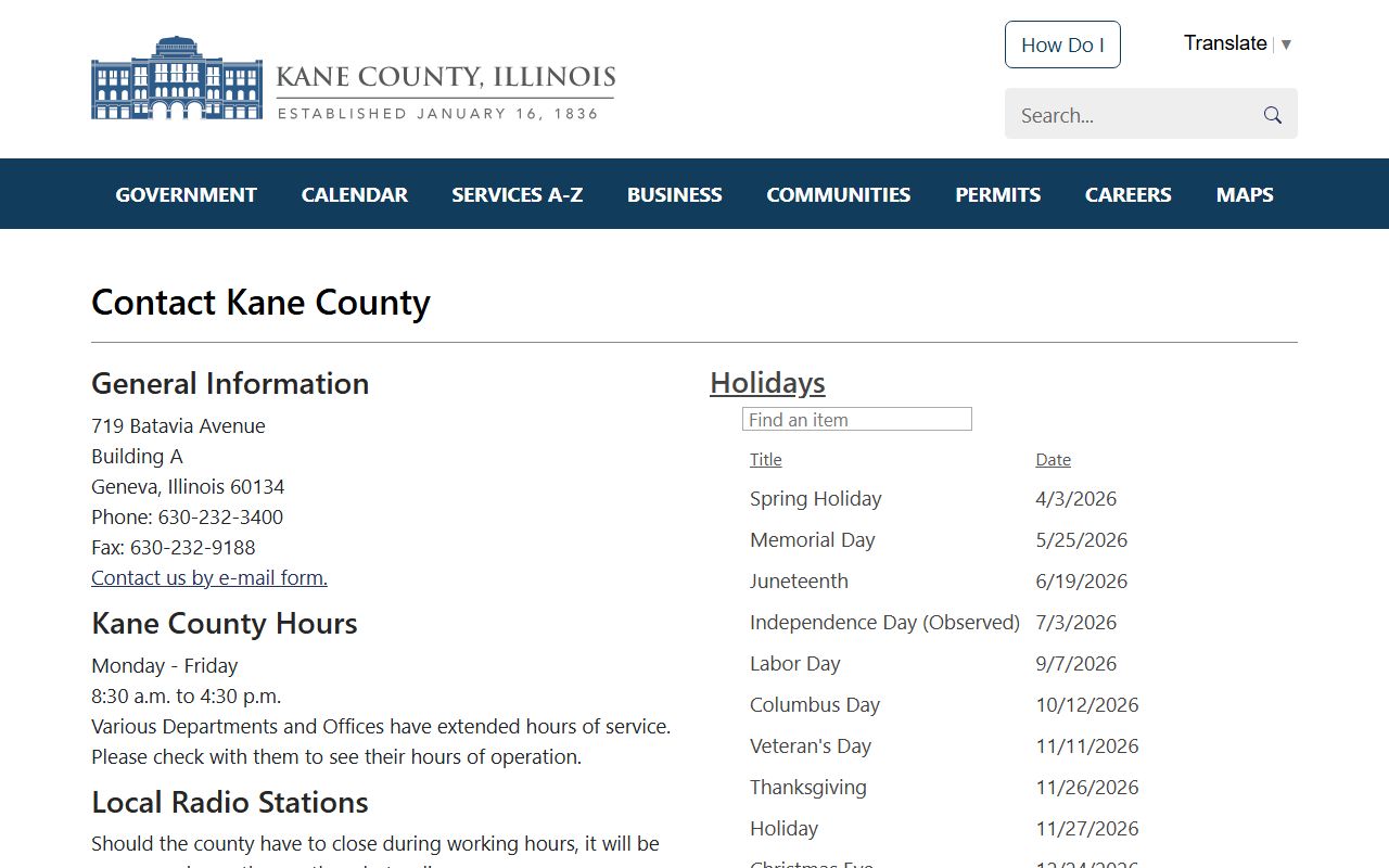 Kane County White Pages contact directory