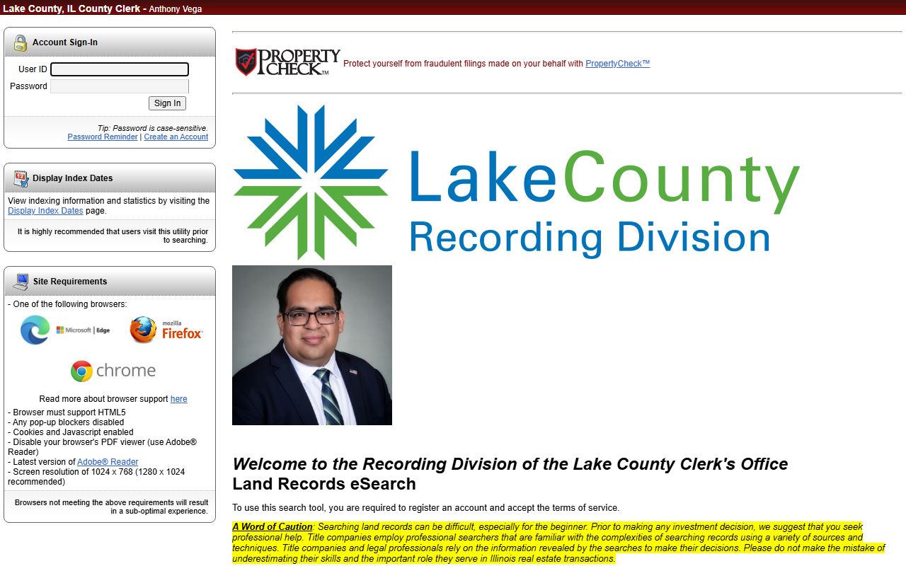 Lake County White Pages land records eSearch portal