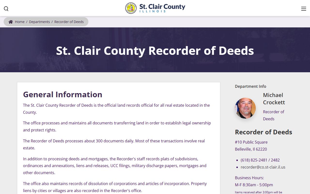 St. Clair County White Pages Recorder of Deeds page