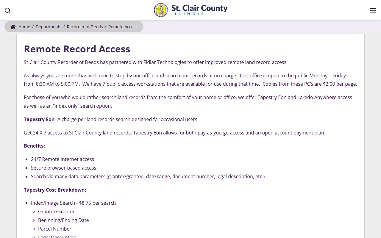 St. Clair County White Pages remote access portal